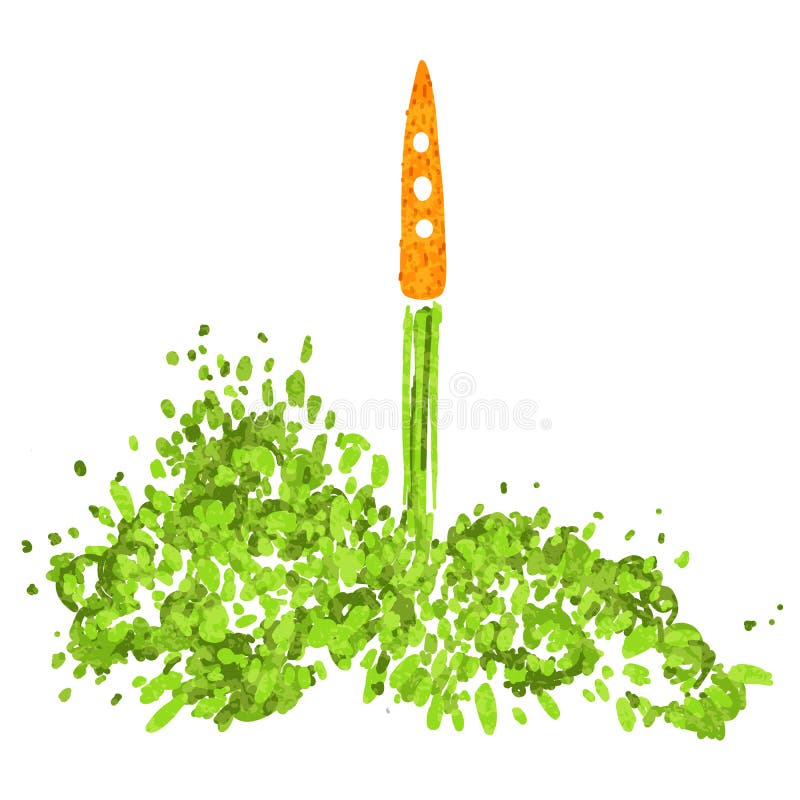 Illustration av begreppet av en sund livsstil Morötter med halms som tar av som en raket Startande nytt sunt vektor illustrationer Illustration av begreppet av en sund livsstil Morötter med halms som tar av som en raket Startande nytt sunt vektor illustrationer
