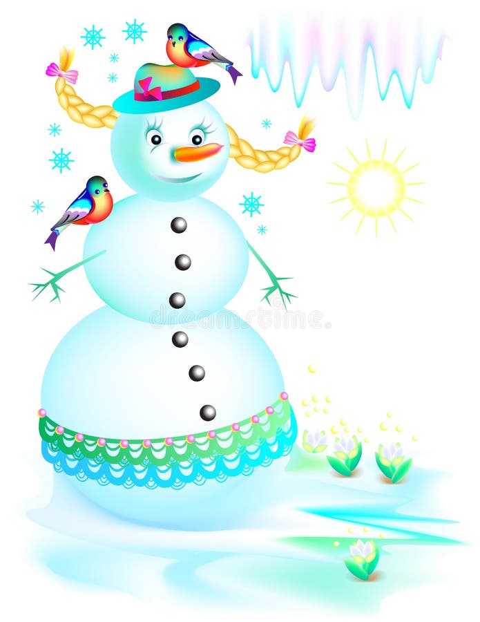 Illustration av den roliga snögubben som på våren smälter royaltyfri illustrationer Illustration av den roliga snögubben som på våren smälter royaltyfri illustrationer