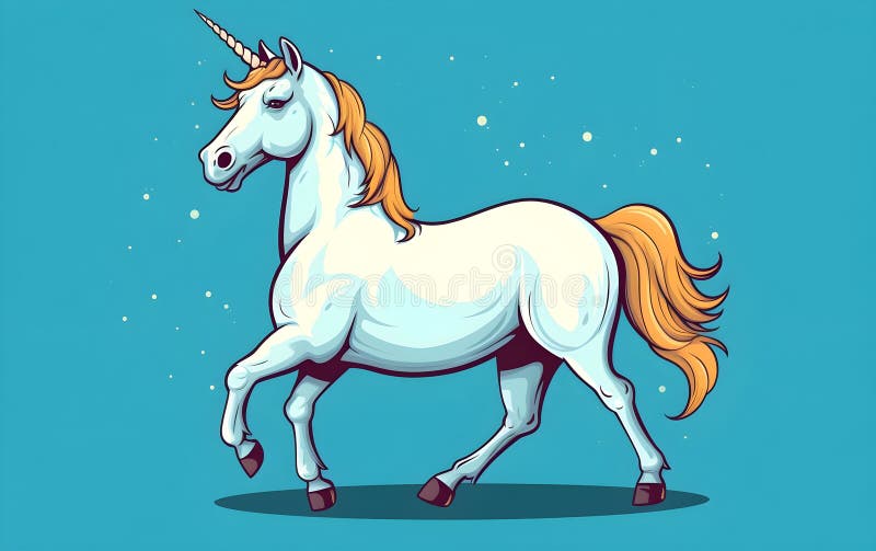 Illustration av en enhörning mot blå bakgrund vektor illustrationer