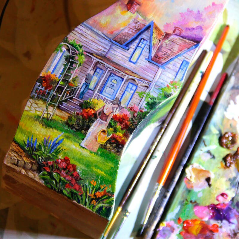 Illustration av en konstnär som målar en bild stock illustrationer Illustration av en konstnär som målar en bild stock illustrationer
