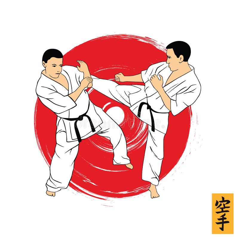 Illustration av en man som visar karate