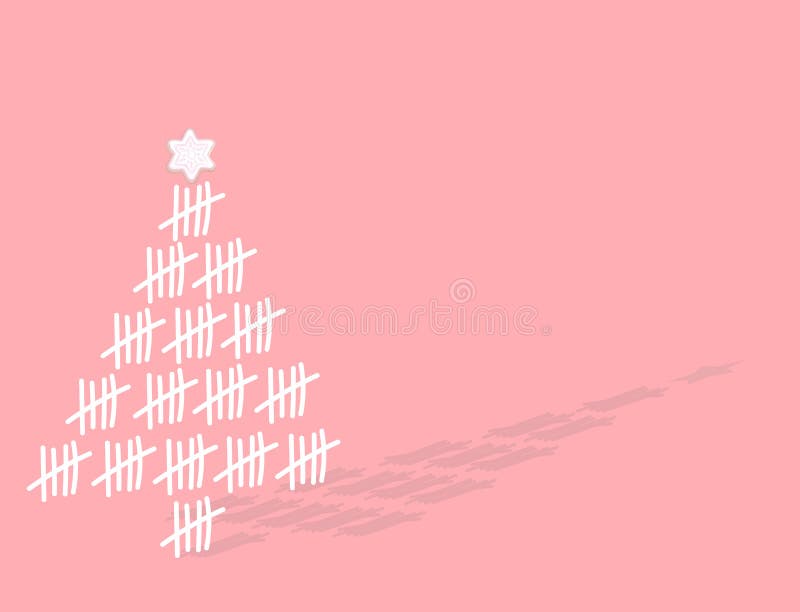 Illustration av ett vitt enkelt julgransträd av färgtallmärken som är isolerade på en rosa bakgrund stock illustrationer