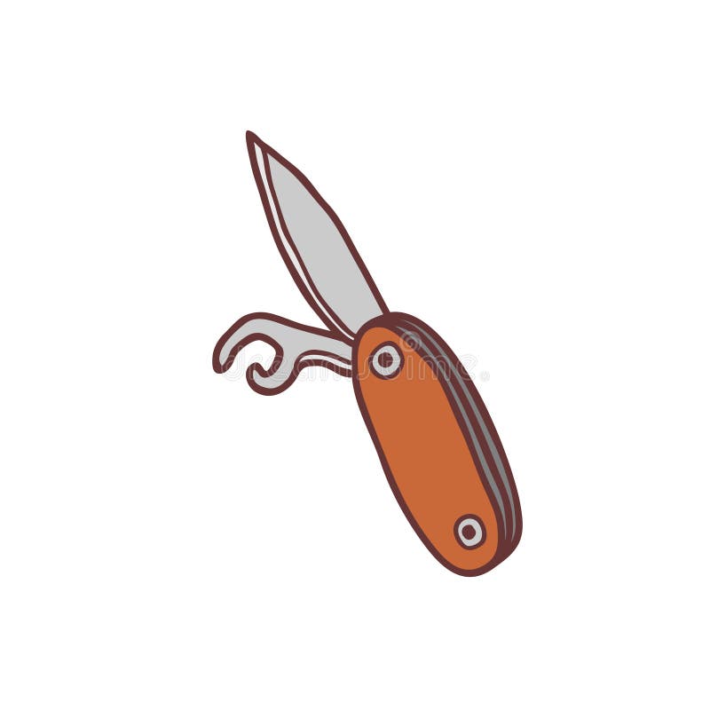 Illustration av handritad sketch-knivsketch, färgad vektor royaltyfri illustrationer