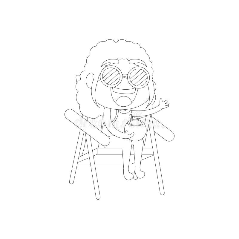Illustration av isolerad flickstrand med sommarvektor royaltyfri illustrationer