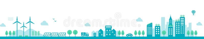 Illustration av smart ecology city-vektor i lång tid
