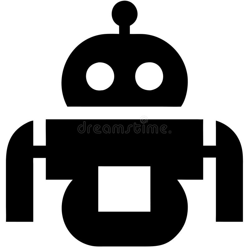 Illustration av svart robot med antenner och avrundade funktioner vektor illustrationer