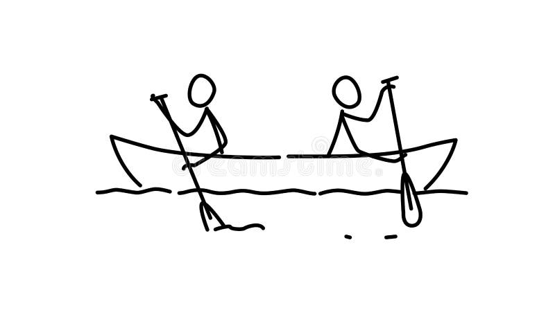 Illustration av två män i ett fartyg vektor Varje lag i deras egen väg Intressekonfliktmetafor Konturbild ledare
