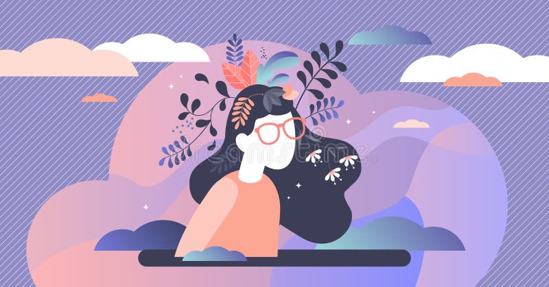 Illustration av vektor för psykisk hälsa. Begreppet 'små personer'. stock illustrationer