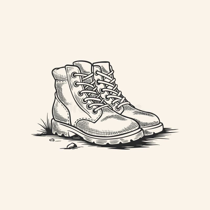 Illustration av vintage Hiking Boots royaltyfri illustrationer