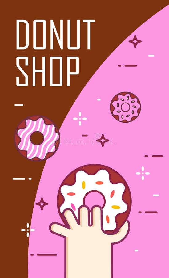 Illustration avec des butées toriques de main et de couleur Bannière de vecteur pour les aliments de préparation rapide Ligne min illustration libre de droits Illustration avec des butées toriques de main et de couleur Bannière de vecteur pour les aliments de préparation rapide Ligne min illustration libre de droits