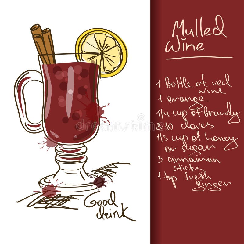 Illustration avec le cocktail de vin chaud illustration libre de droits Illustration avec le cocktail de vin chaud illustration libre de droits