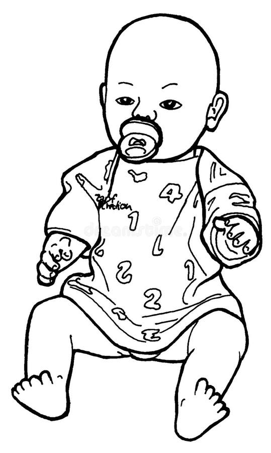 Illustration Of A Baby Doll With Pacifier Stock Illustration Illustration Of Dress Baby 182958628