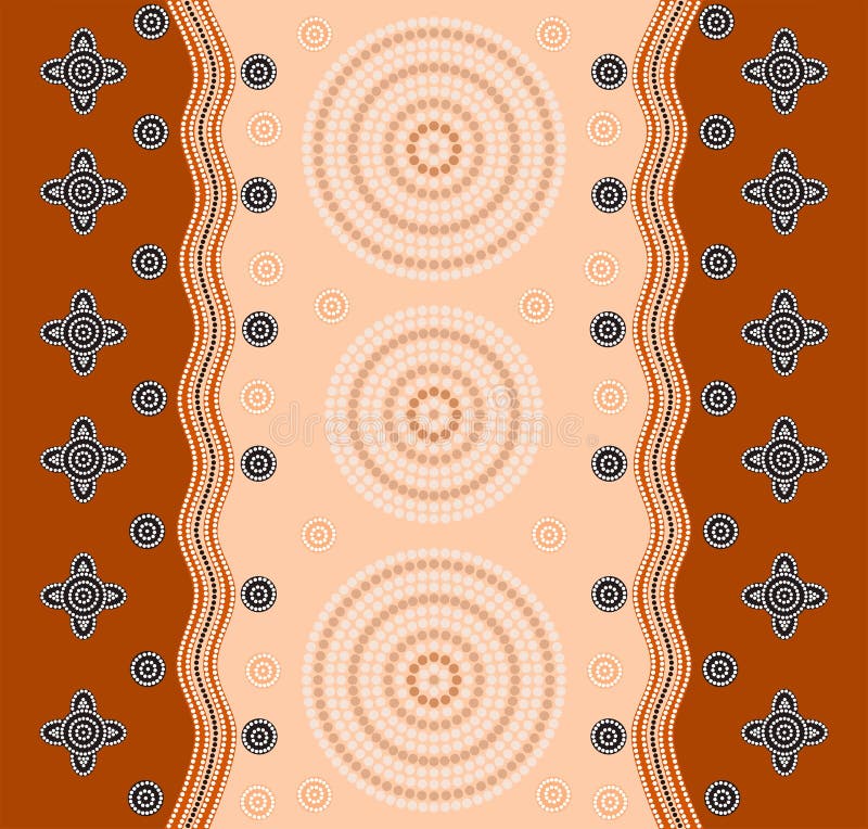 An illustration based on aboriginal style of dot painting depicting a pattern. Australian aboriginal border vectors