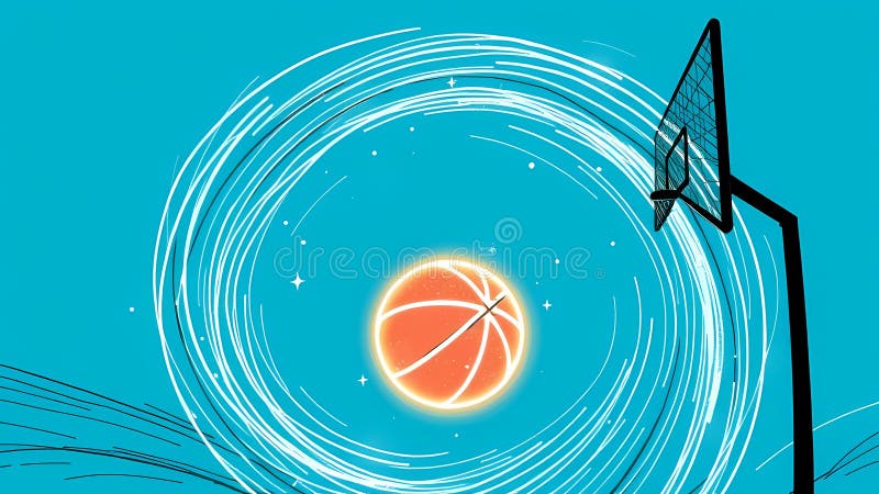 Illustration Basketballkunstwerk in Hoop mit Motion Trail-Effekt lizenzfreie abbildung