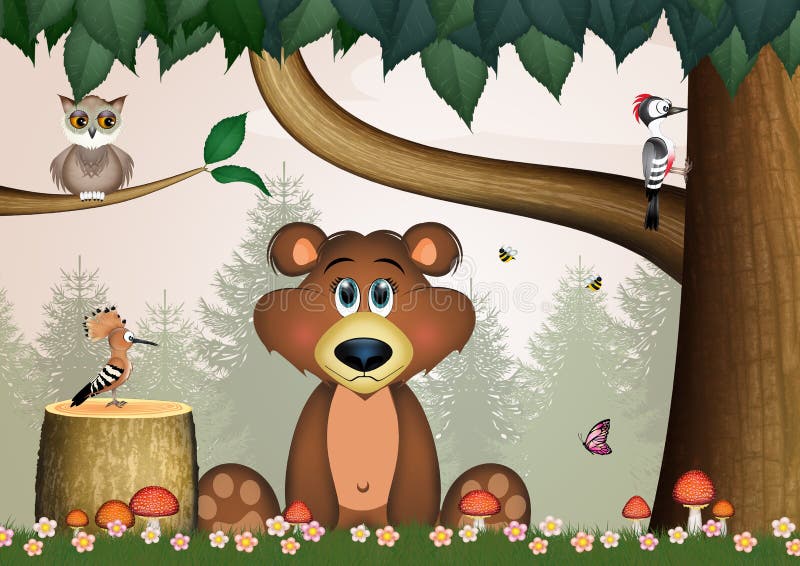 Illustration of Bear Brown in the Woods Stock Illustration ...