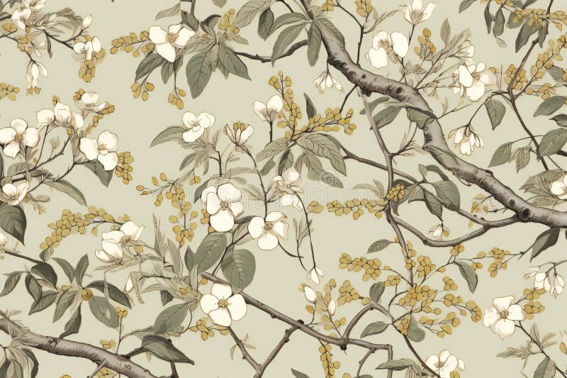 Un model perfect, fără sudură, cu ramuri și flori de cireș înflorite stock illustration