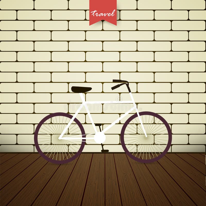 Illustration bicycle over brick wall