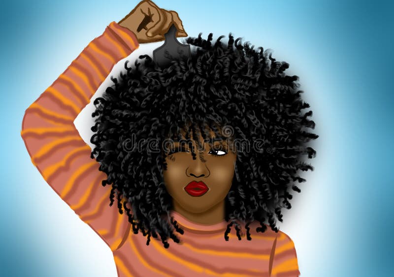 Black Girl`s Afro Curly Hair Stock Illustration - Illustration of curvy,  hair: 181212343