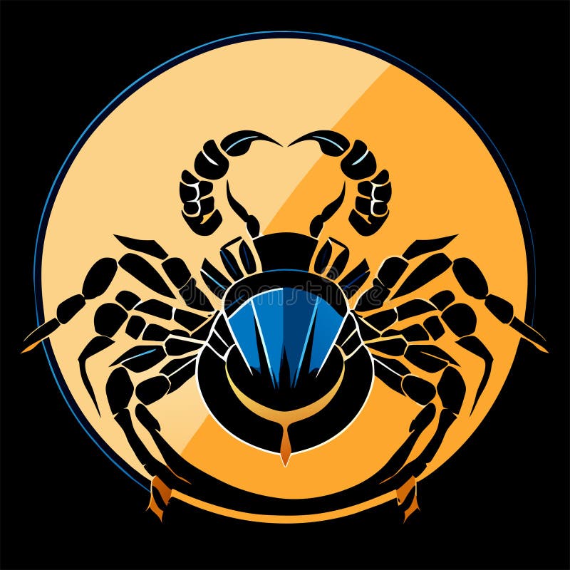 Illustration of a black scorpion in a circle on a black background Generative AI royalty free illustration