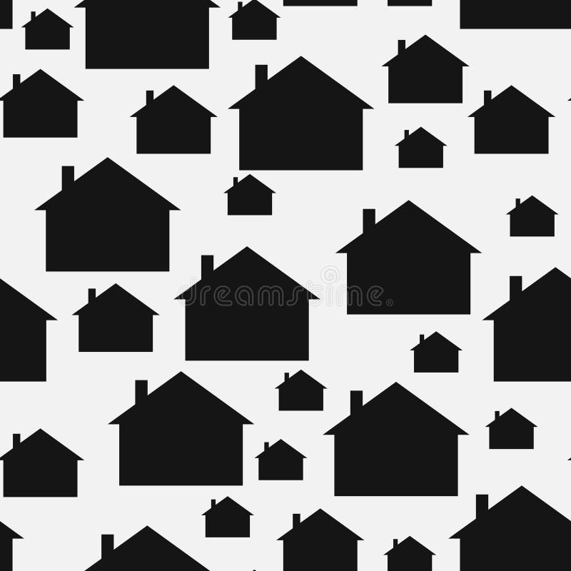 Illustration Black and White House Pattern Background that is Seamless