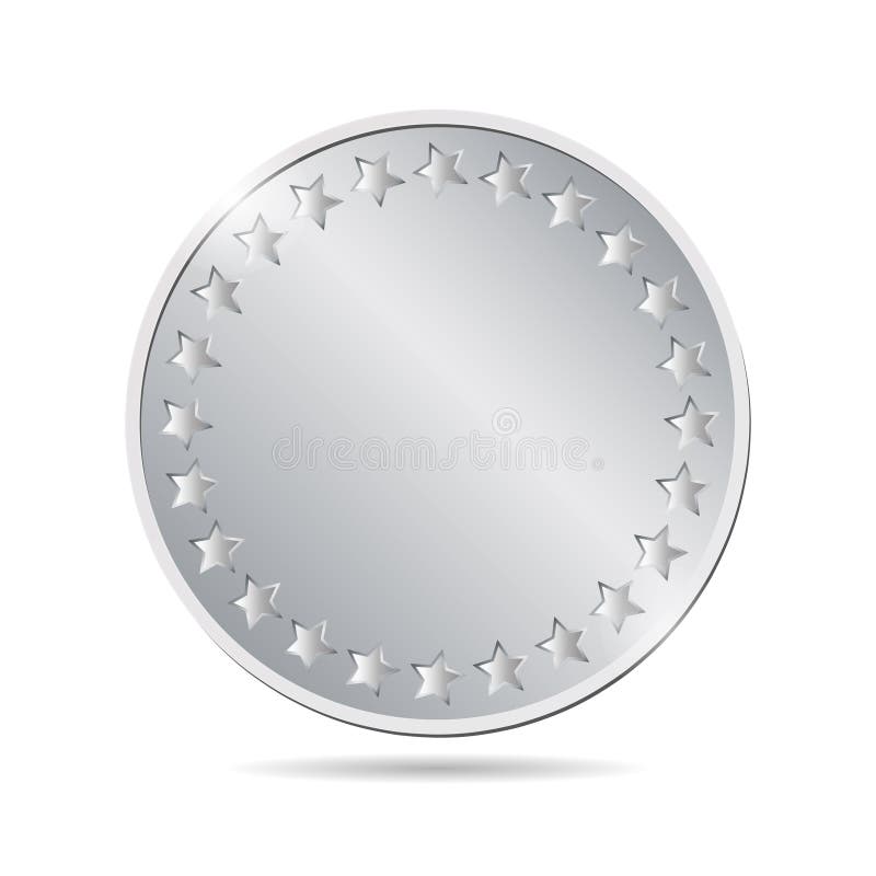 Illustration of a Blank Silver Coin on White Background Stock ...