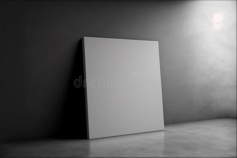 Blank Square Canvas Leaning Against a Gray Wall, Arts & Architecture