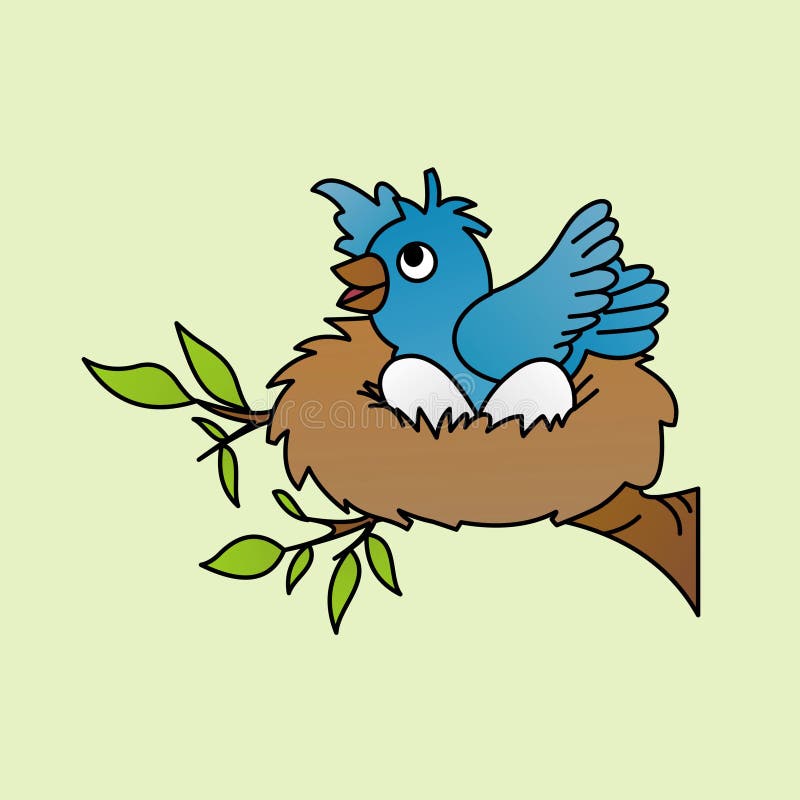 Illustration of Blue Bird Wants To Leave Its Nest Cartoon, Cute Funny  Character, Flat Design Stock Illustration - Illustration of colors,  animals: 168712331