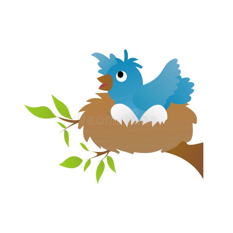 Illustration of Blue Bird Wants To Leave Its Nest Cartoon, Cute Funny  Character, Flat Design Stock Image - Illustration of artwork, icon:  168712195