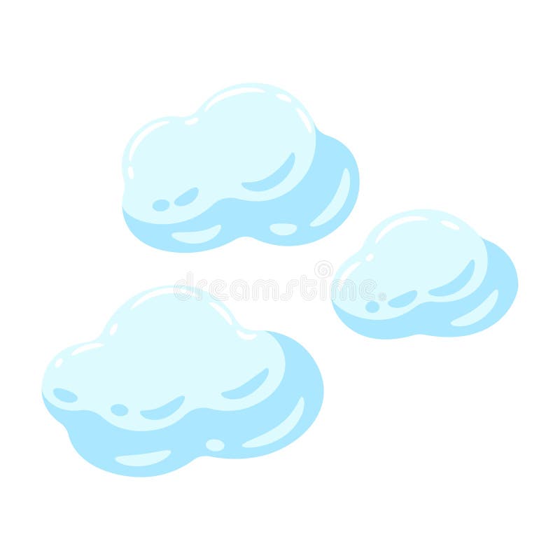 Illustration of Blue Clouds. Cartoon Image of Overcast Sky. Stock