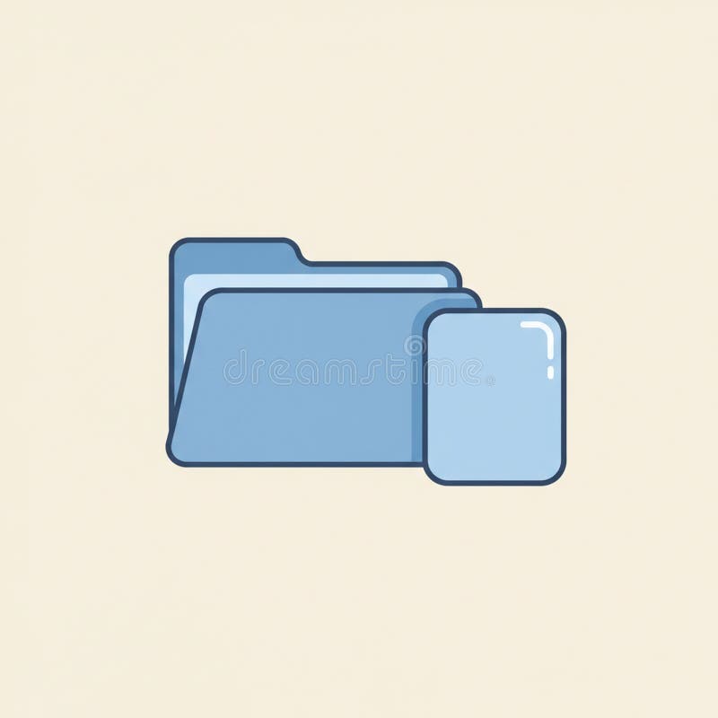 Illustration of a blue file folder icon with an additional blue rectangle, resembling a vector illustration