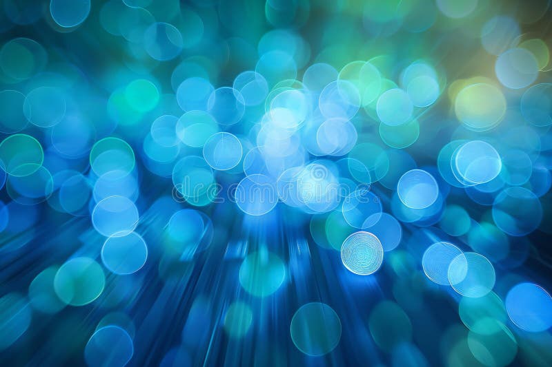 Blurred, dynamic patterns of blue and green lights create an abstract background with circular bokeh effects. the light rays stock illustration