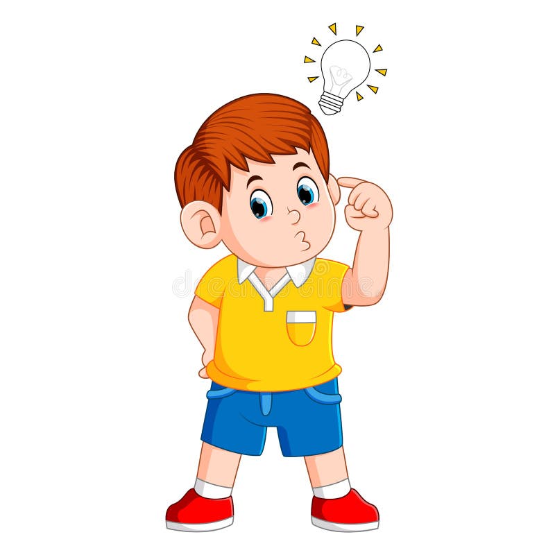 Boy thinking and get bright idea royalty free illustration Boy thinking and get bright idea royalty free illustration