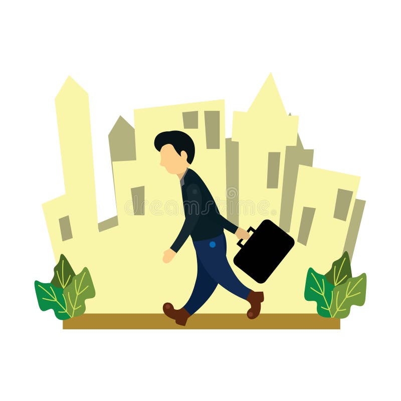 Man leaving for work stock vector. Illustration of icons 7140546