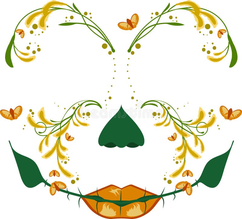 Illustration Butterfly Floral Face Mask Design