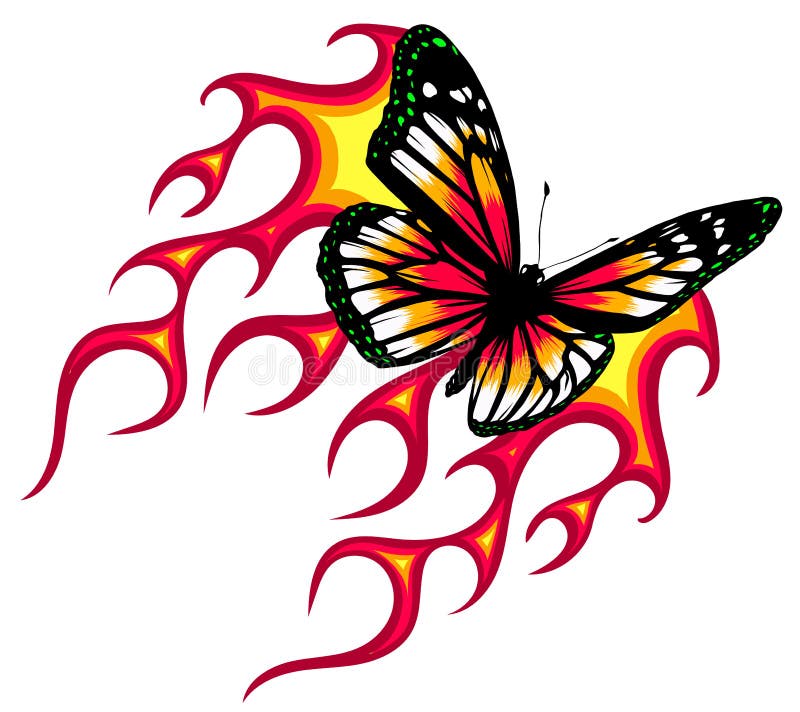 Premium Vector  Yk glamour tattoos silhouettes flame butterfly tattoo in  trendy emo goth s style vector hand drawn i