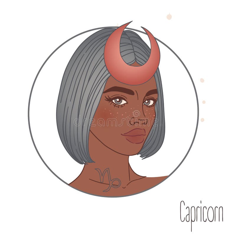 Capricorn Astrological Sign As a Beautiful Girl Stock Illustration ...