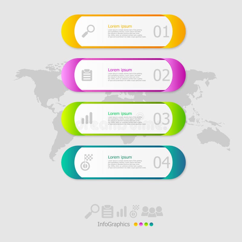 Illustration of capsule infographic elements layout 4 steps for business presentation vector background