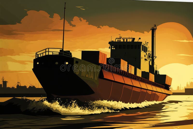 River Barge Cargo Stock Illustrations 427 River Barge Cargo Stock