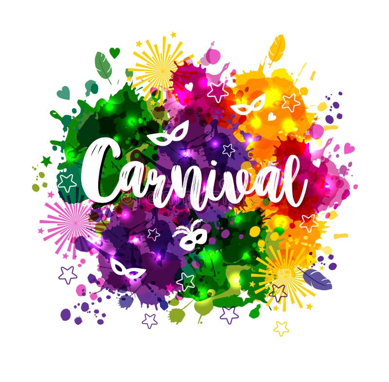 Illustration of Carnival Mardi Gras on Multicolors Watercolor Stains,colors  of the Mardi Gras. Carnival,watercolor Stock Vector - Illustration of  italian, mask: 134264240