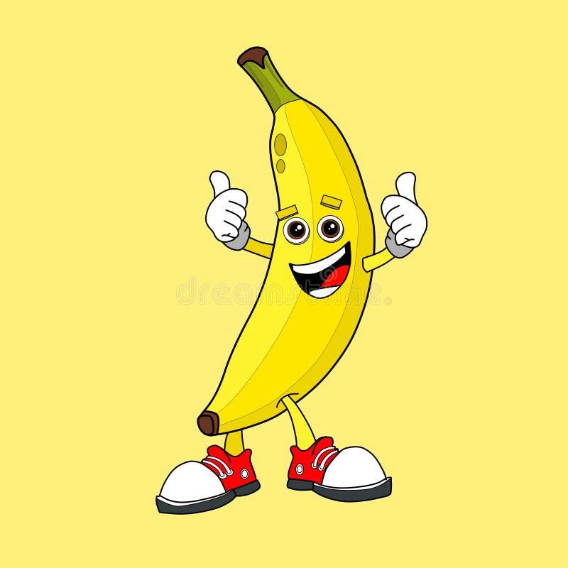 Cartoon Banana Character Giving a Thumbs Up Stock Vector - Illustration of  good, delicious: 268166829