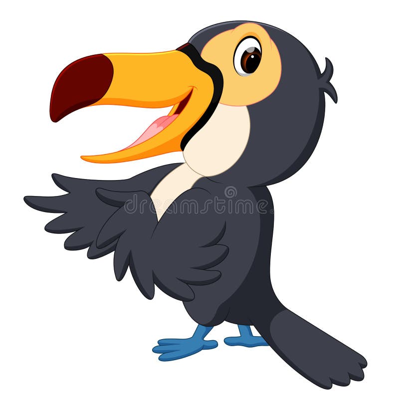 Cartoon bird toucan twittering