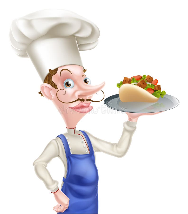 Cartoon Chef with Souvlaki Kebab Stock Vector - Illustration of cartoon ...