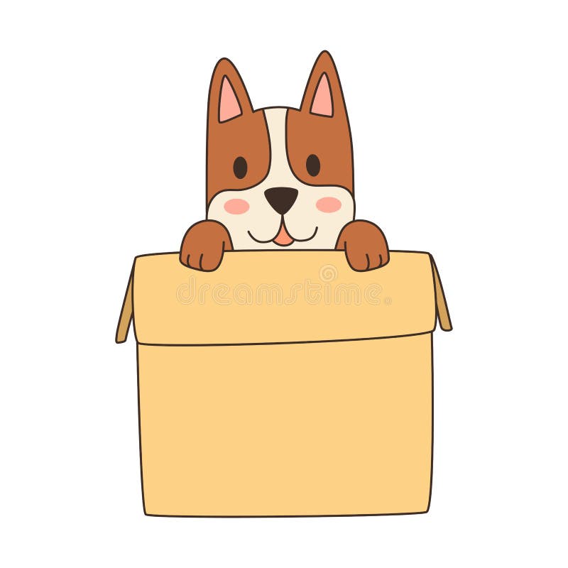 Illustration of Cartoon Cute Dog in a Box Stock Vector - Illustration of background, logo: 216012779 Illustration of Cartoon Cute Dog in a Box Stock Vector - Illustration of background, logo: 216012779