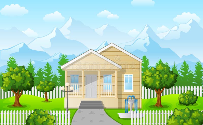 Cartoon Family House on Mountain Against the Blue Sky Background Stock Vector - Illustration of modern, exterior: 111542398 Cartoon Family House on Mountain Against the Blue Sky Background Stock Vector - Illustration of modern, exterior: 111542398