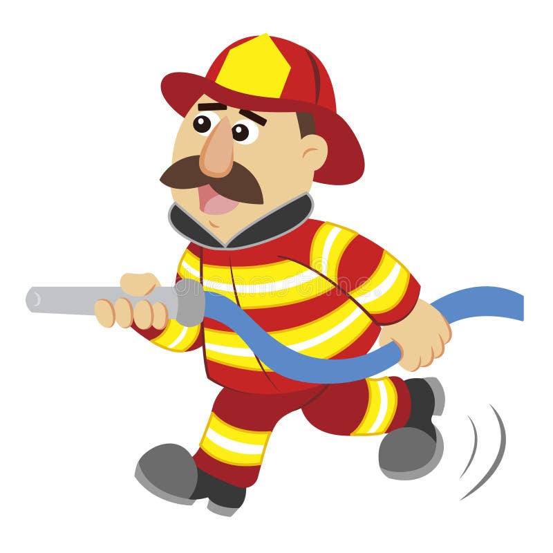 An Illustration Of Cartoon Fireman Stock Vector - Illustration of hero