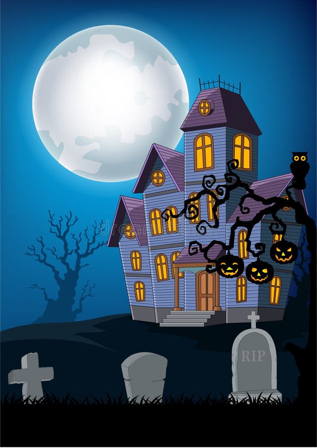 cartoon haunted house