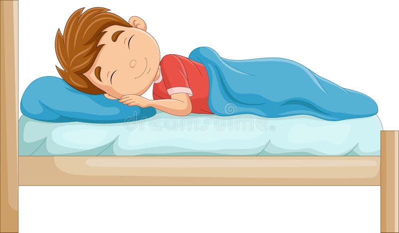 Cartoon Little Boy Sleeping in the Bed Stock Vector - Illustration of ...