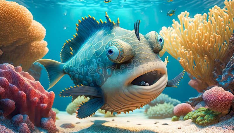 Illustration of the cartoon ocean creatures vector illustration