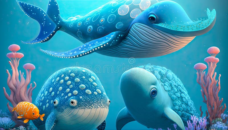 Illustration of the cartoon ocean creatures vector illustration