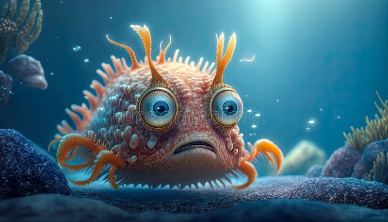 Illustration of the cartoon ocean creatures stock illustration